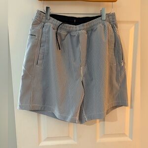 Birddogs men’s shorts Boom Broomstick blue white stripe size large lined